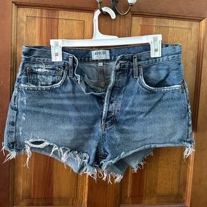 Agolde Distressed Blue Jean Shorts